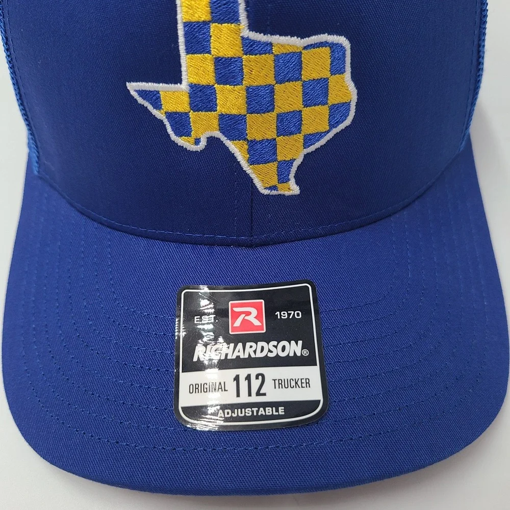 Texas Hat Snapback Trucker Mesh Richardson Blue Yellow State Checkered Flag Men‎